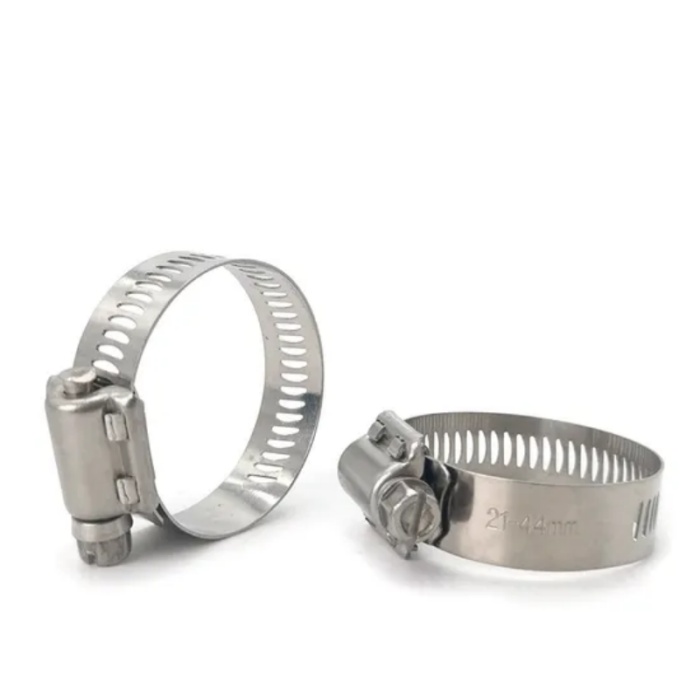 Power-Seal Worm-Drive Stainless Steel 2-PCS Housing Perforated Heavy Duty Hose Clamp for Automotive Systems.