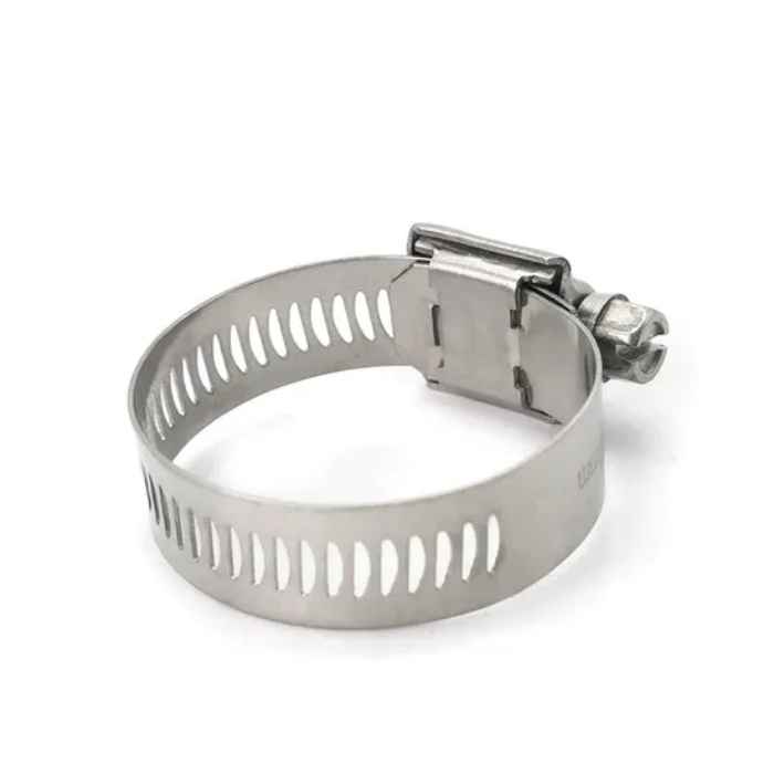 Power-Seal Worm-Drive Stainless Steel 2-PCS Housing Perforated Heavy Duty Hose Clamp for Automotive Systems.